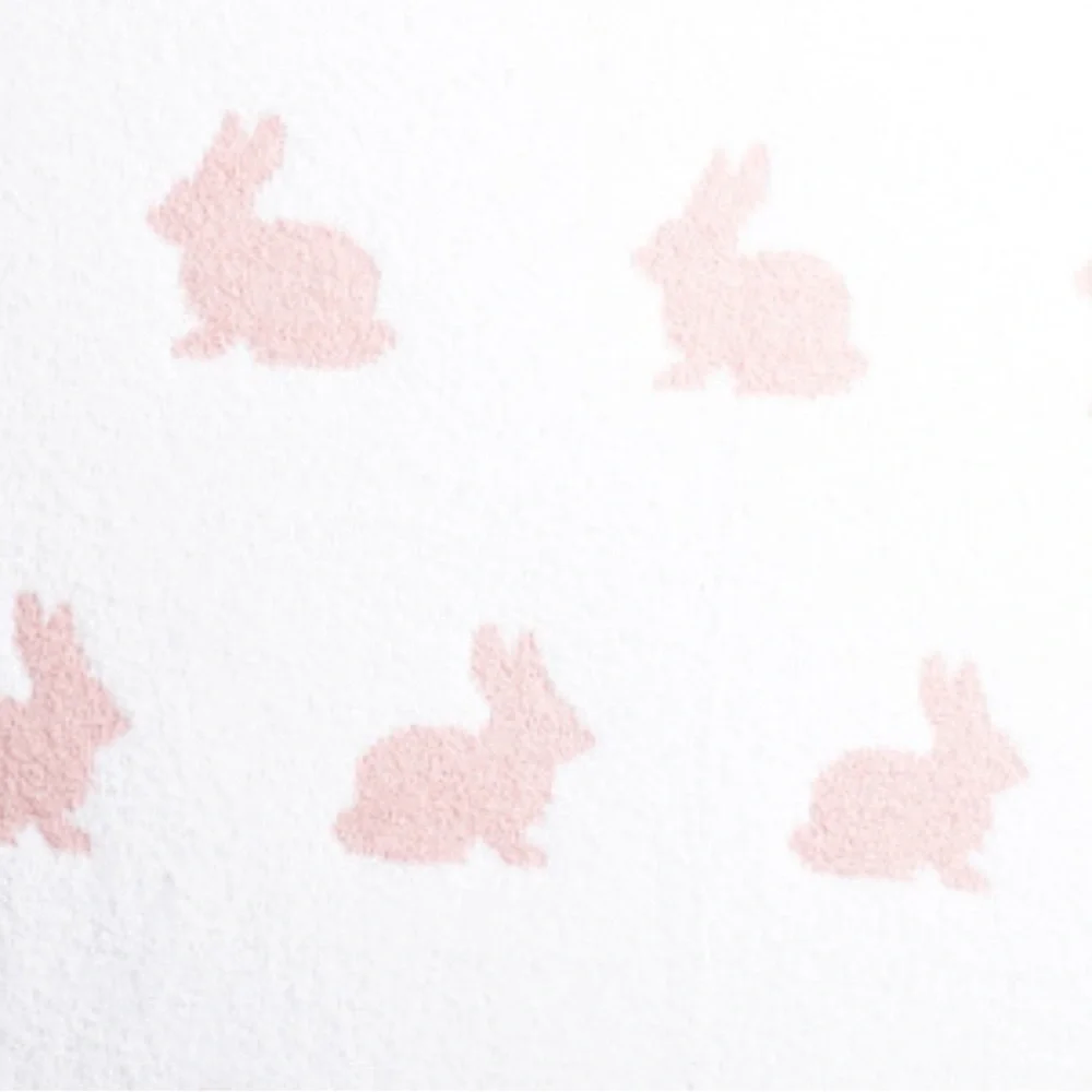 The Farmhouse by Rachel Ashwell Feather Knit Pink Easter Bunny Throw Blanket